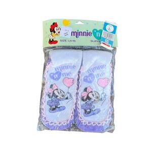 Vintage Kids Toddler Slipper Ankle Socks Minnie Mouse Purple New
